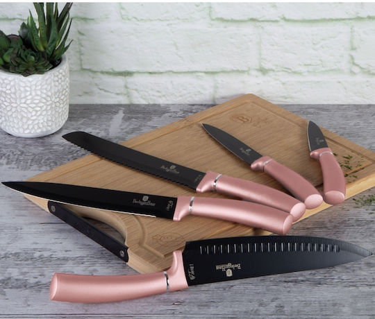 Berlinger Haus Rectangular Wooden Chopping Board Set with Knives i-Rose 6pcs