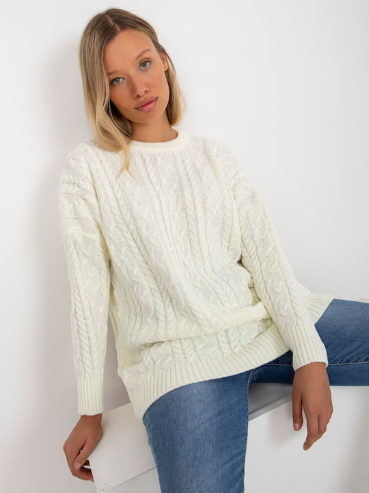 Rue Paris Damen Langarm Pullover Ecru