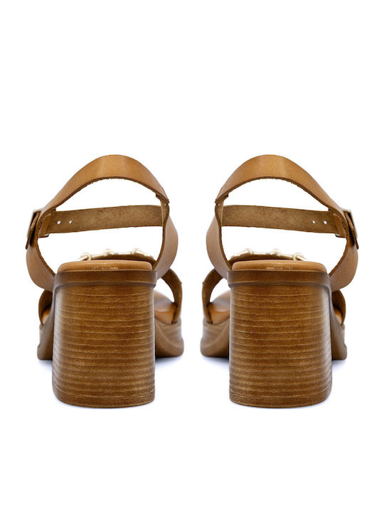 Leather Sandals Tabac Brown