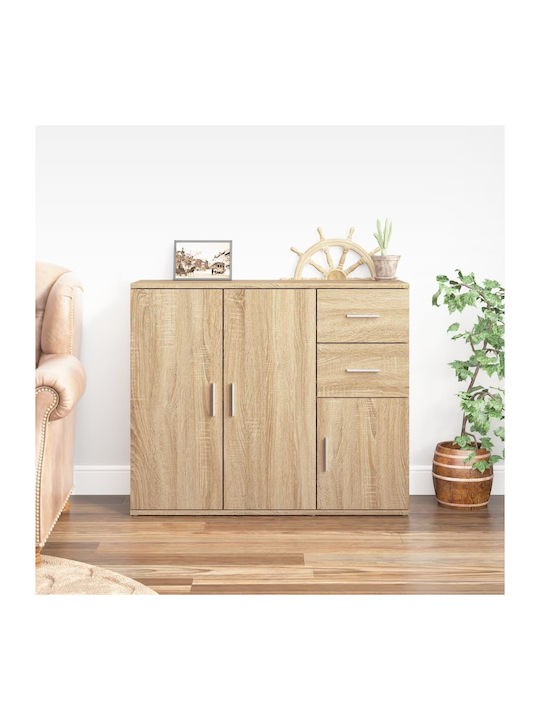 Sideboard Wooden with Drawers Sonoma Oak 91x29.5x75cm