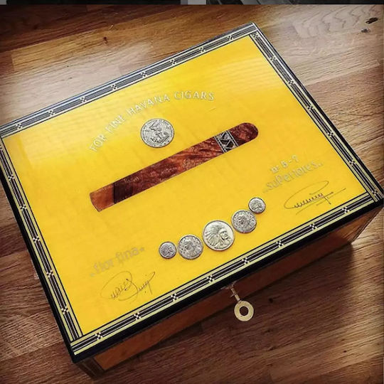 Elie Bleu Holz Befeuchter für Zigarren mit Hygrometer 30cmx24.5cmx11.5cmcm.