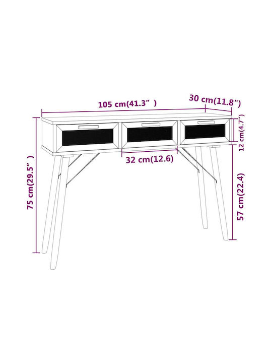 Solid Wood Console Table L105xW30xH75cm