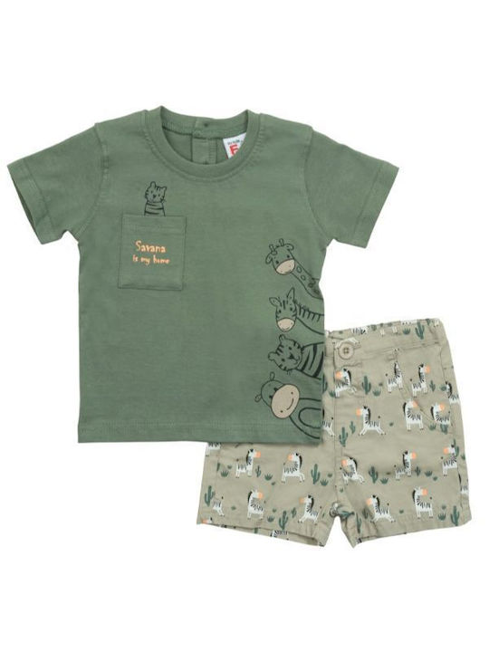 Funky Kinder Set mit Shorts Sommer 2Stück Grün