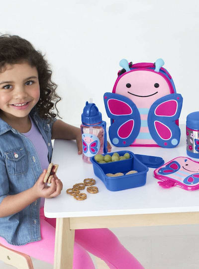 Skip Hop Πεταλούδα Πλαστικό Παιδικό Σετ Φαγητού 0.7lt Ροζ