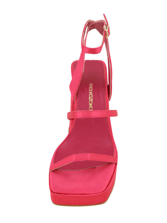 Salso Stoff Sandalen Fuchsie