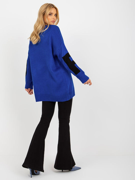 Rue Paris Damen Langarm Pullover Blau