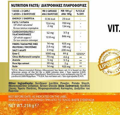 John Noa Liposomal Vitamin C as Ester C Vitamin für Unterstützung des Immunsystems 1000mg 60 veg. Kappen