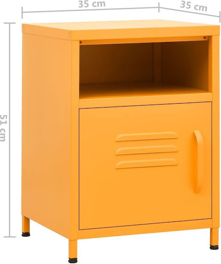 Metallic Bedside Tables 2pcs Mustard 35x35x51cm