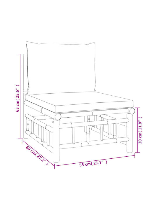 Canapea Tree-Seater Exterior Bambus cu Perne 193x69x65cm