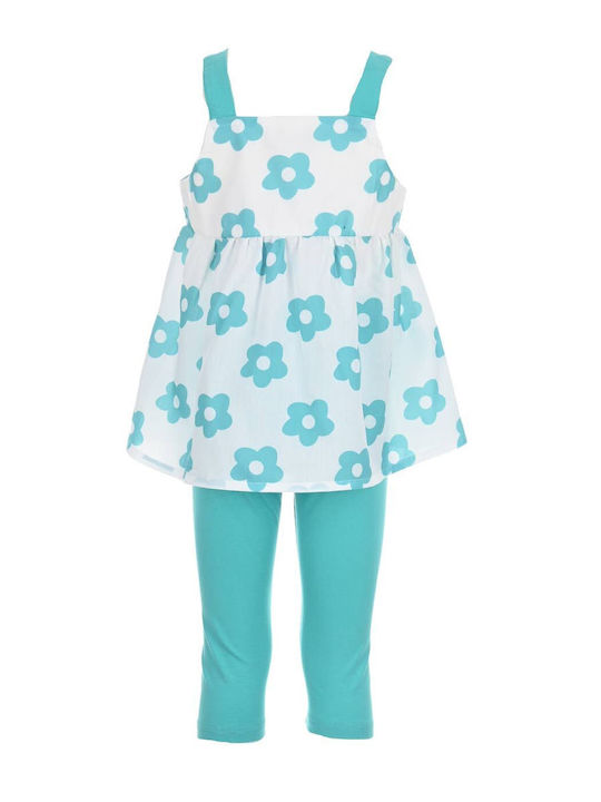 New College Kids Set with Leggings Summer 2pcs Turquoise