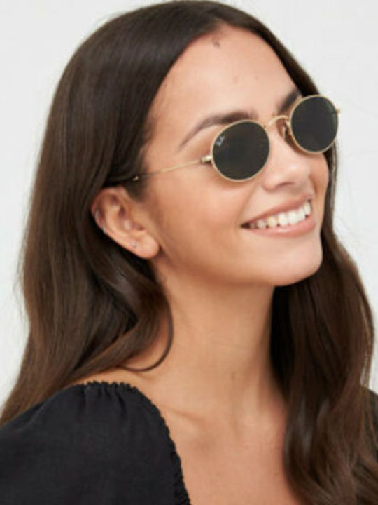 Ray Ban Унисекс Слънчеви Очила с Златен Метален Рамка и Зелен Цвят на Стъклата RB3547 001/31