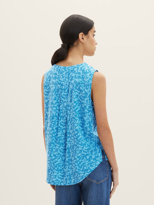 Tom Tailor Women's Summer Blouse Sleeveless Light Blue