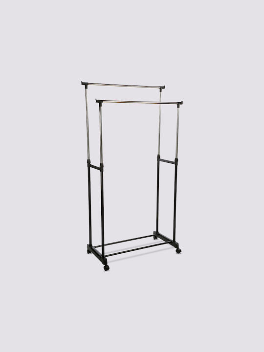 Excellent Houseware Wheeled Floor Garment Rack made of Metal Black 97.5x170cm