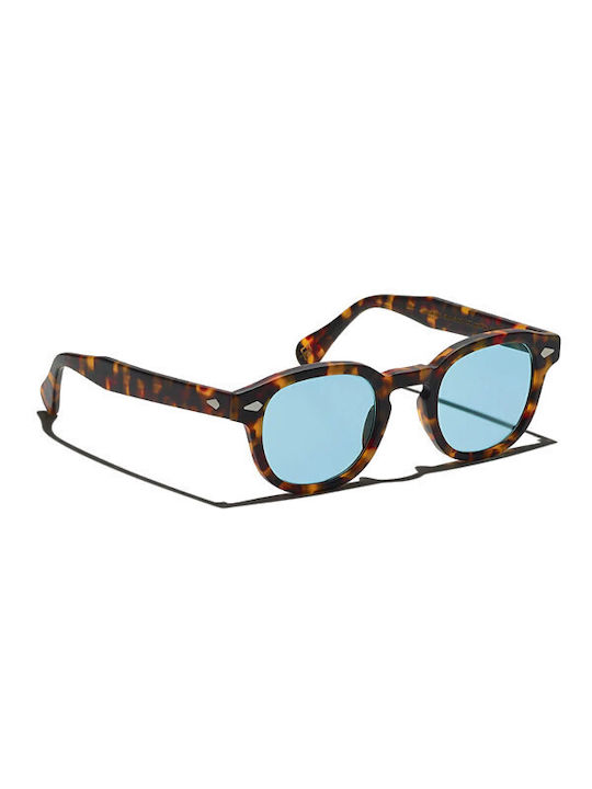 Moscot Lemtosh Sunglasses with Matte Tortoise Tartaruga Plastic Frame and Blue Lens