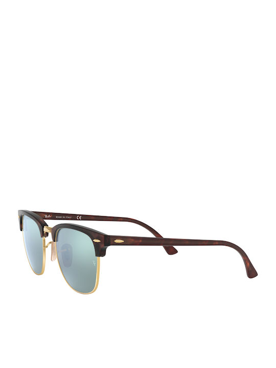 Ray Ban Clubmaster Unisex Sunglasses with Brown Tartaruga Frame and Silver Mirror Lens RB3016 114530