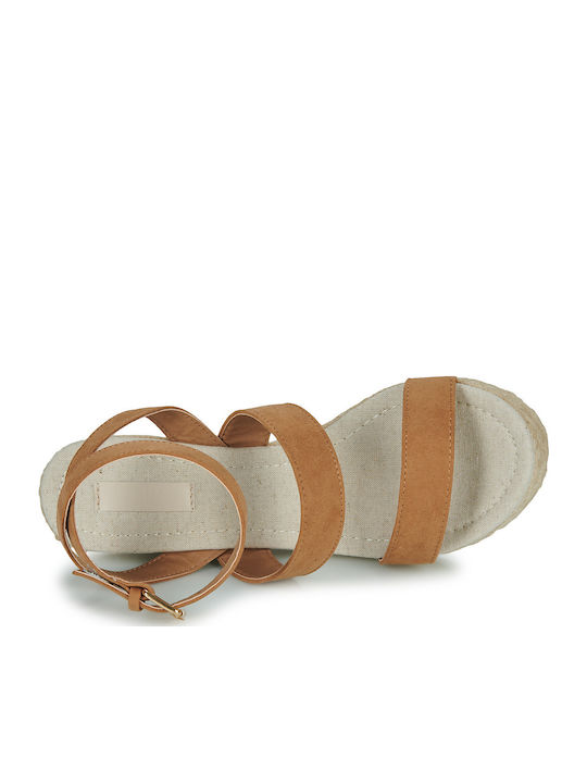 Women's Synthetic Leather Ankle Strap Platforms Brown
