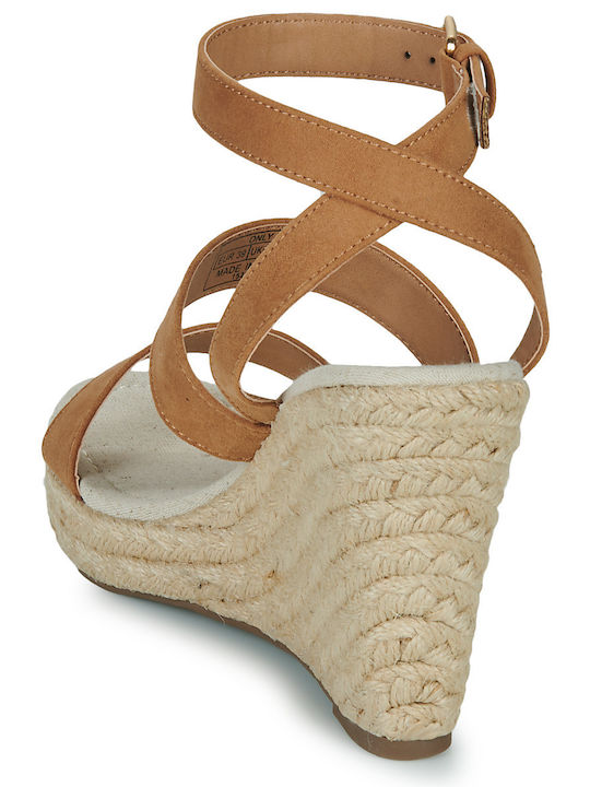 Women's Synthetic Leather Ankle Strap Platforms Brown