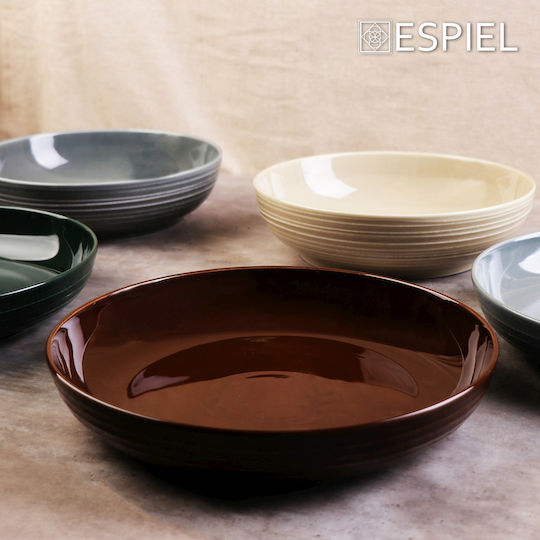 Espiel Terra Porcelain Salad Bowl Brown 25.5x25.5x6.6cm