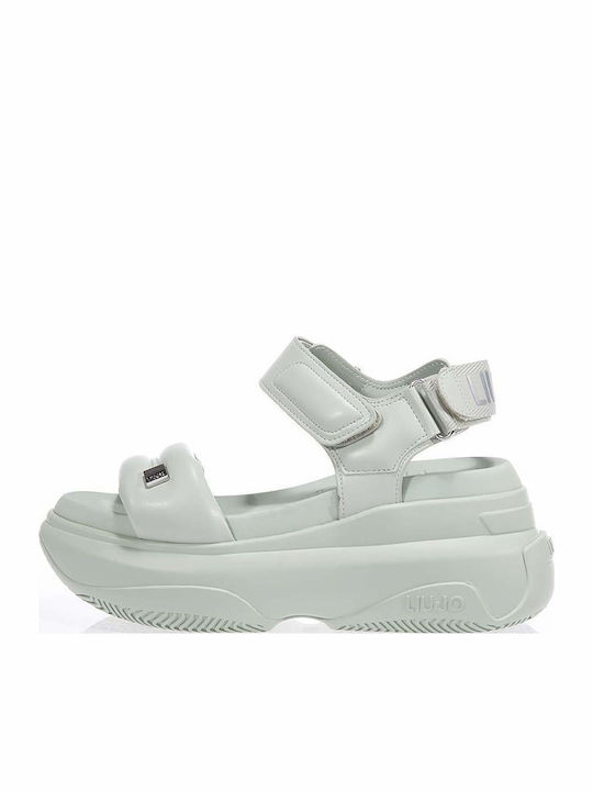 Leather Women's Flat Sandals Sporty Green