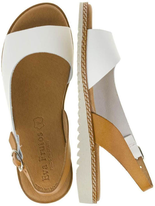 Leder Flache Damen Sandalen Weiß