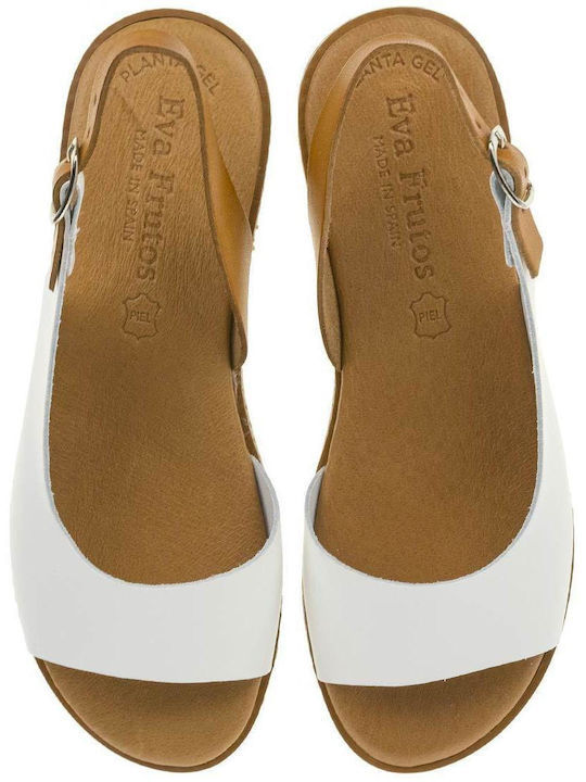 Leder Flache Damen Sandalen Weiß