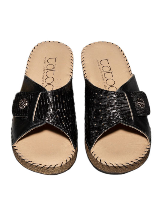 Leather Women's Flat Sandals Anatomic in Black Color