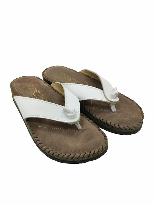Leather Women's Flat Sandals Anatomic in White Color