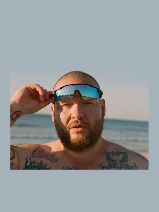 Oakley Radar Ev Path Ανδρικά Γυαλιά Ηλίου με Μαύρο Κοκκάλινο Σκελετό και Μπλε Polarized Καθρέφτη Φακό OO9208-55