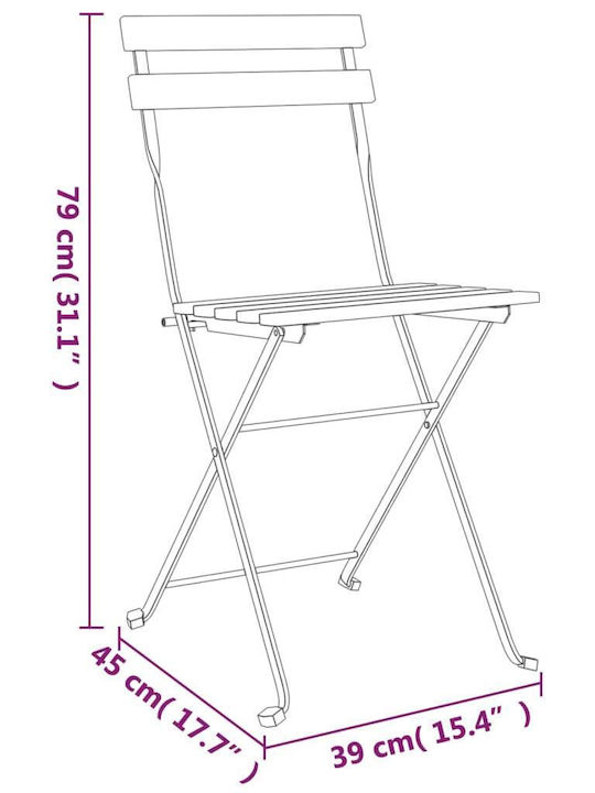Scaun de Exterior Metalic Maro 2buc 39x45x79cm.