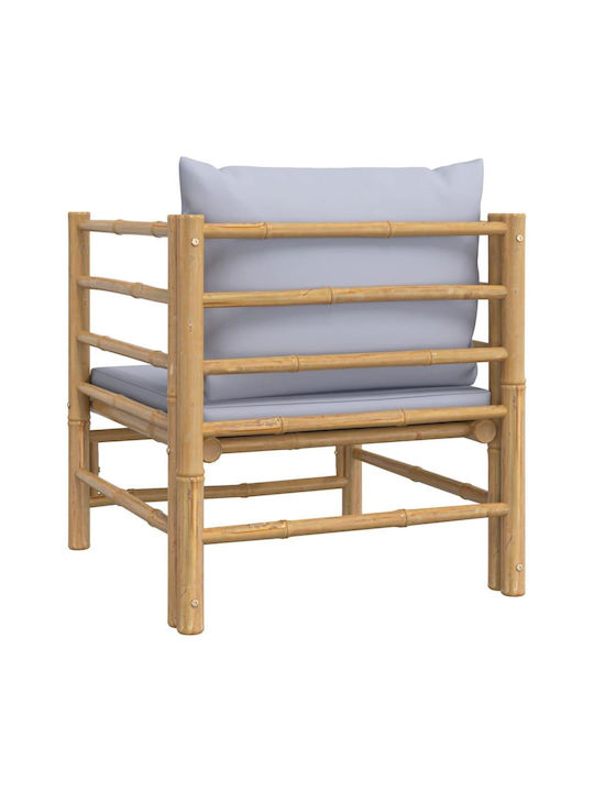 Outdoor Armchair Bamboo Brown with Cushion 63x69x65cm