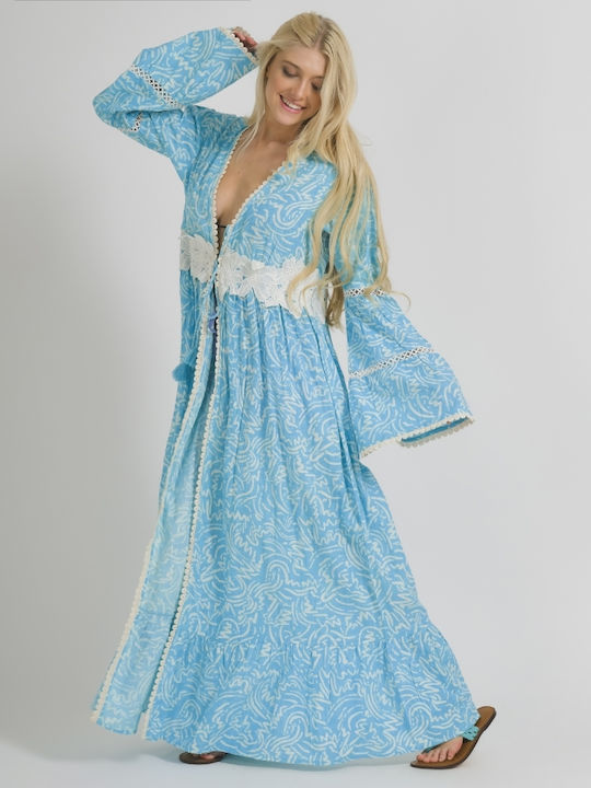 Ble Resort Collection MÂNECĂ Feminin Lung Rochie de Plajă Turcoaz