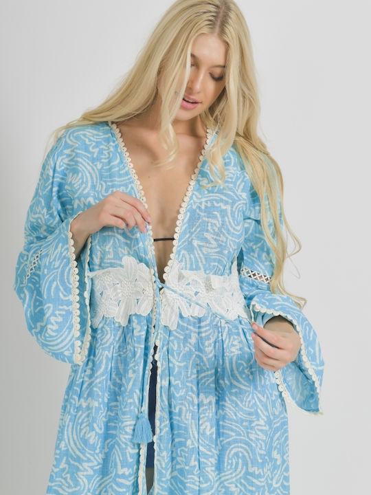 Ble Resort Collection MÂNECĂ Feminin Lung Rochie de Plajă Turcoaz