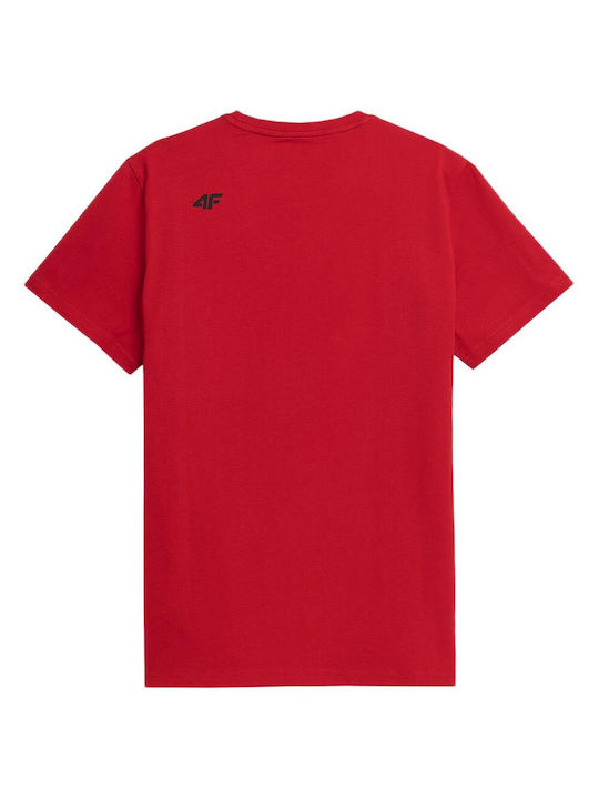 4F Herren T-Shirt Kurzarm Rot