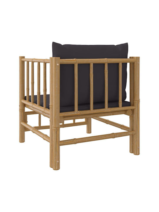 Outdoor Armchair Bamboo Brown with Cushion 63x69x65cm