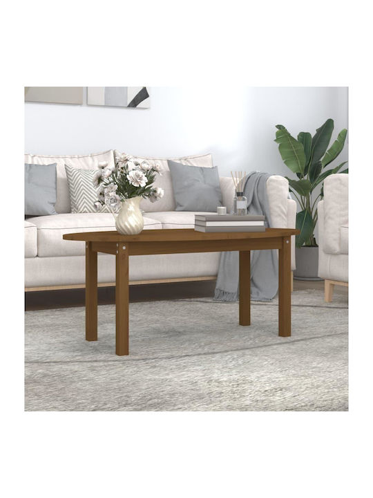 Oval Coffee Table from Solid Wood Brown L110xW55xH45cm.