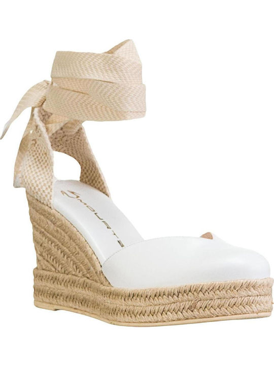 Women's Leather Platform Espadrilles White