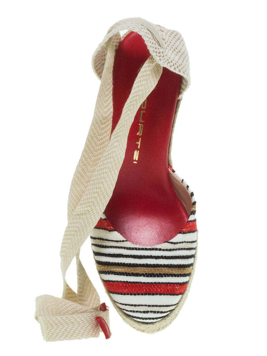 Mourtzi Platforme dama în stil espadrile Red Multi