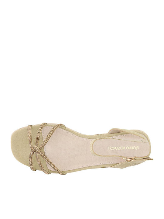 AG7571.L19160NV4.PGL Women's Synthetic Leather Ankle Strap Platforms Beige