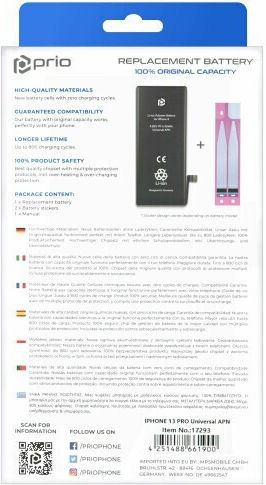 Prio Compatible Replacement Battery 3095mAh for iPhone 13 Pro