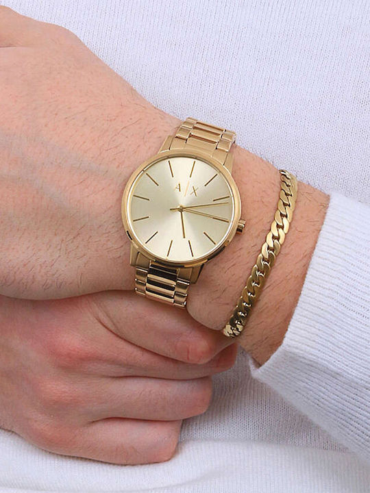 Armani Exchange Cayde Herrenuhr 42mm Batterie mit Gold Rostfreien Stahlarmband
