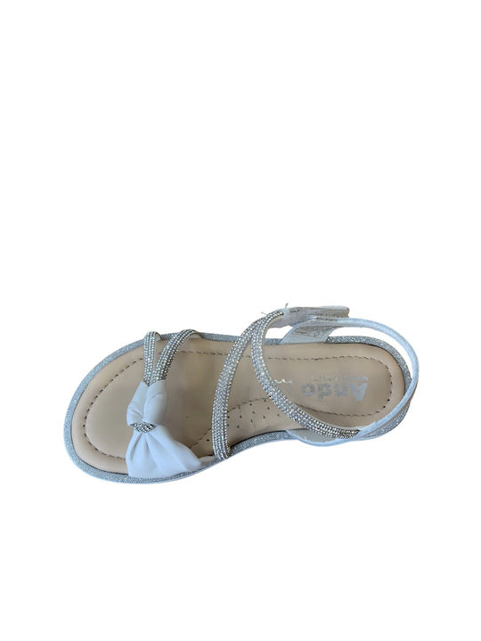 ANDO CHILDREN'S SANDAL AK23-70 WHITE WITH RHINESTONES