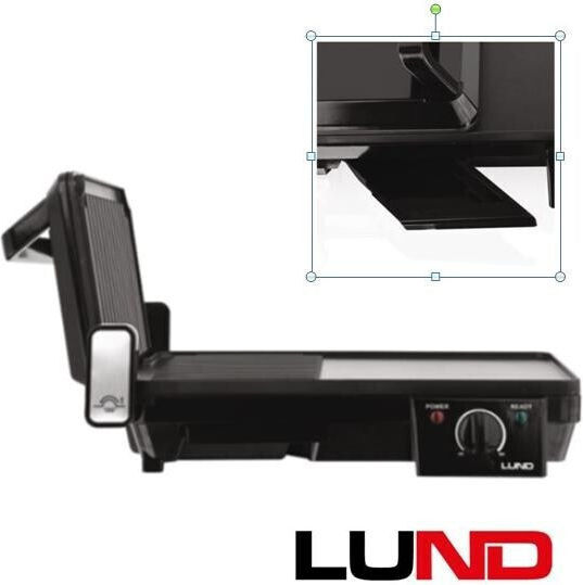 Lund Επιτραπέζια Ηλεκτρική Ψησταριά Λείας και Αυλακωτής Πλάκας 2000W με Ρυθμιζόμενο Θερμοστάτη 40.5x25εκ.