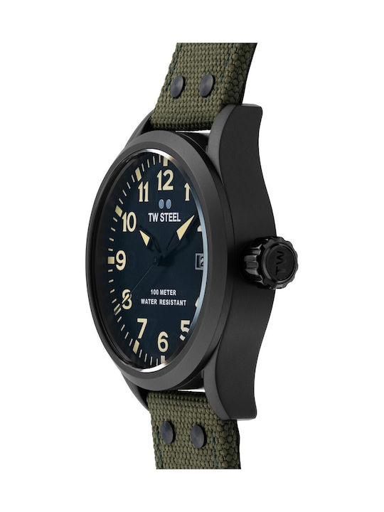 TW Steel Volante Ανδρικό Ρολόι 45mm Μπαταρίας με Πράσινο Υφασμάτινο Λουράκι