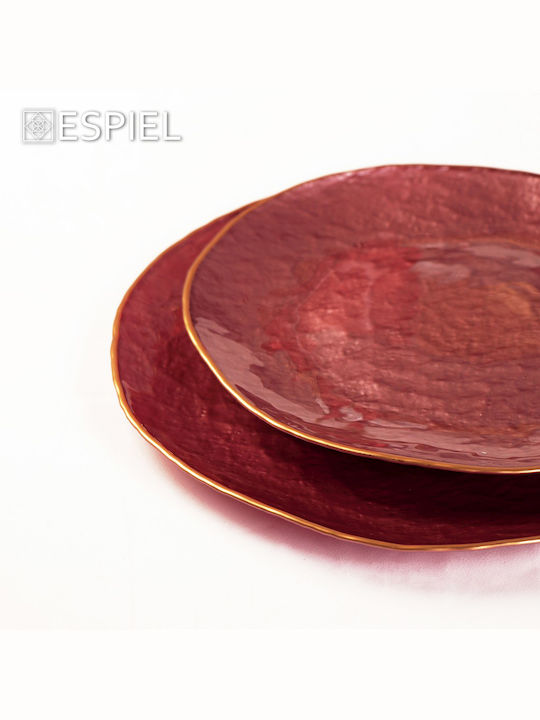 Espiel Round Glass Decorative Platter Shine Pink 33x33cm