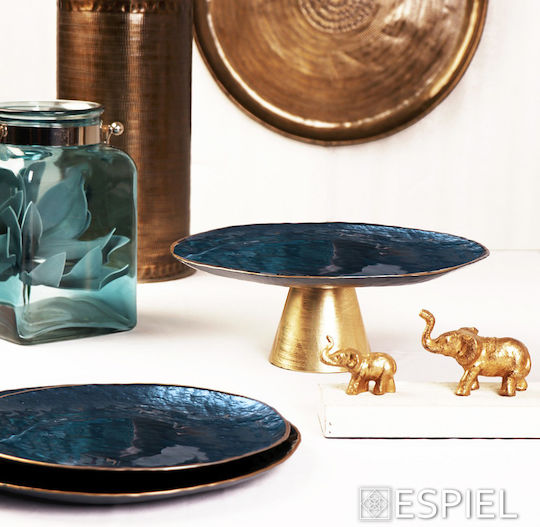 Espiel Shine Dekorative Platten Runde Glas Blaue