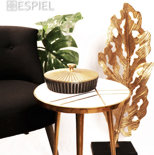 Round Aluminum Side Table Gold - Marble M35.5xL35.5xH50.5cm