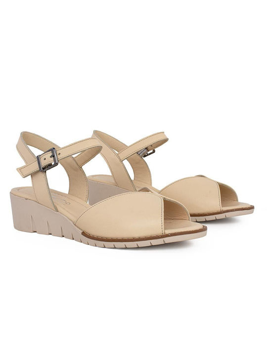 Castor Anatomic Anatomic Women's Leather Ankle Strap Platforms Beige