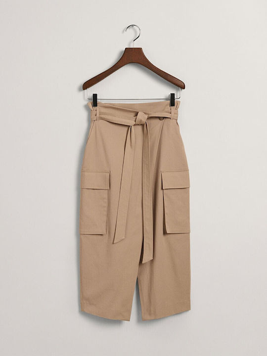 Hoch tailliert Midi Rock Khaki