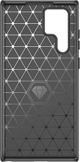 Techsuit Carbon Umschlag Rückseite Silikon Schwarz (Galaxy S23 Ultra)