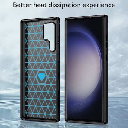 Techsuit Carbon Umschlag Rückseite Silikon Schwarz (Galaxy S23 Ultra)